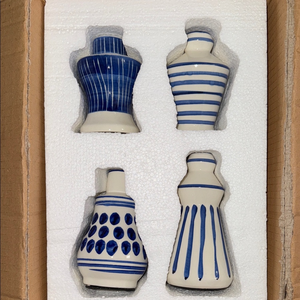 Set of Blue and White Ceramic Vases